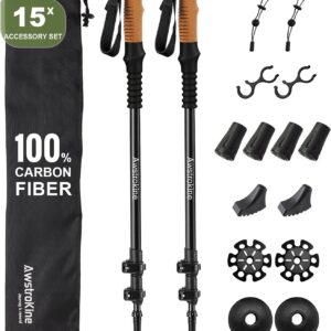 Lot de 2 bâtons rando carbone ultra-légers