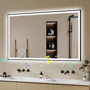 Miroir LED salle de bain 100x70 cm - Antibuée & Bluetooth - Archaluxe