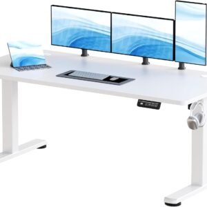 Bureau assis-debout JUMMICO 160x60 cm blanc
