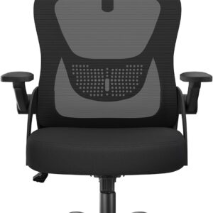Chaise bureau ergonomique Rattantree noire avec accoudoirs