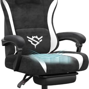 SONGMICS Chaise Gamer Ergonomique Noir & Blanc