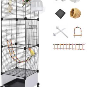 MSFE Cage Oiseaux Grande 130x37x37cm avec Roulettes
