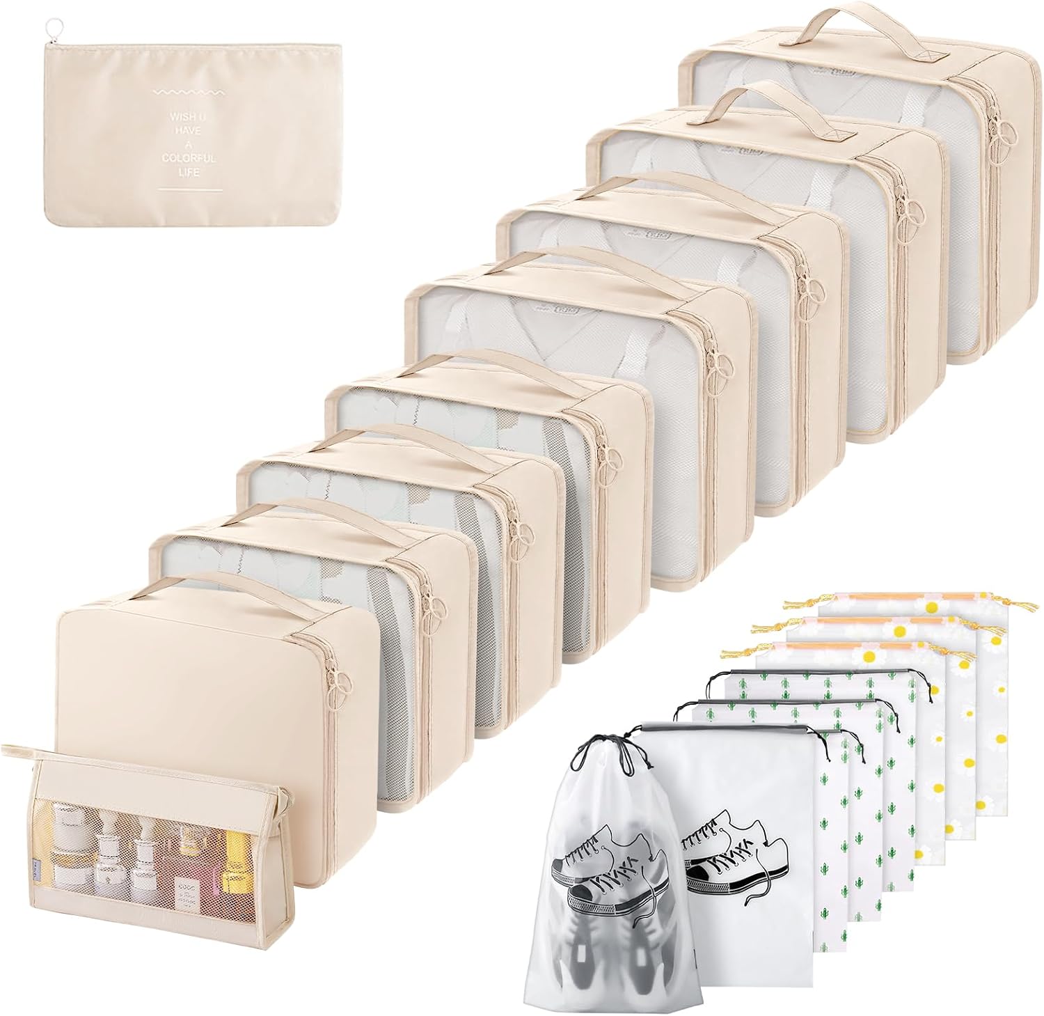 Organisateur de valise 18 pièces - Gemtte Beige