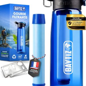 BAYTIZ® Gourde Filtrante + Paille Survival (Charbon Actif)