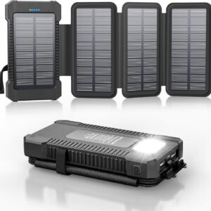Chargeur solaire 26800 mAh Sprockly – 4 panneaux, étanche, USB-C 18W