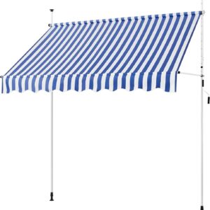 Store banne manuel Yaheetech 250 cm bleu/blanc sans perçage