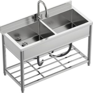 Évier 2 bacs inox Vockol 55x120 cm