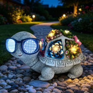 Statue Tortue Jardin LED Solaire Décoration Extérieur