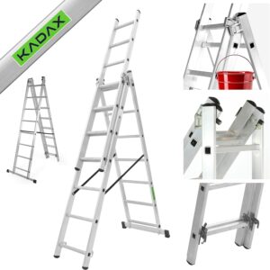 Échelle KADAX 3 plans 8 marches - Aluminium sécurisée EN 131