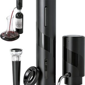 Tire-bouchon électrique 4 en 1 Porfoyo – Aérateur & bouchon sous vide