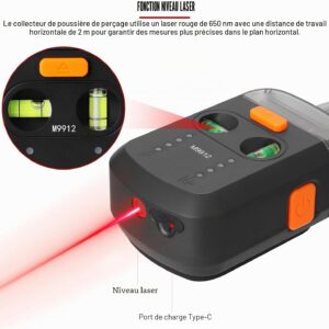 Collecteur de poussière de forage électrique M9912 avec laser rouge