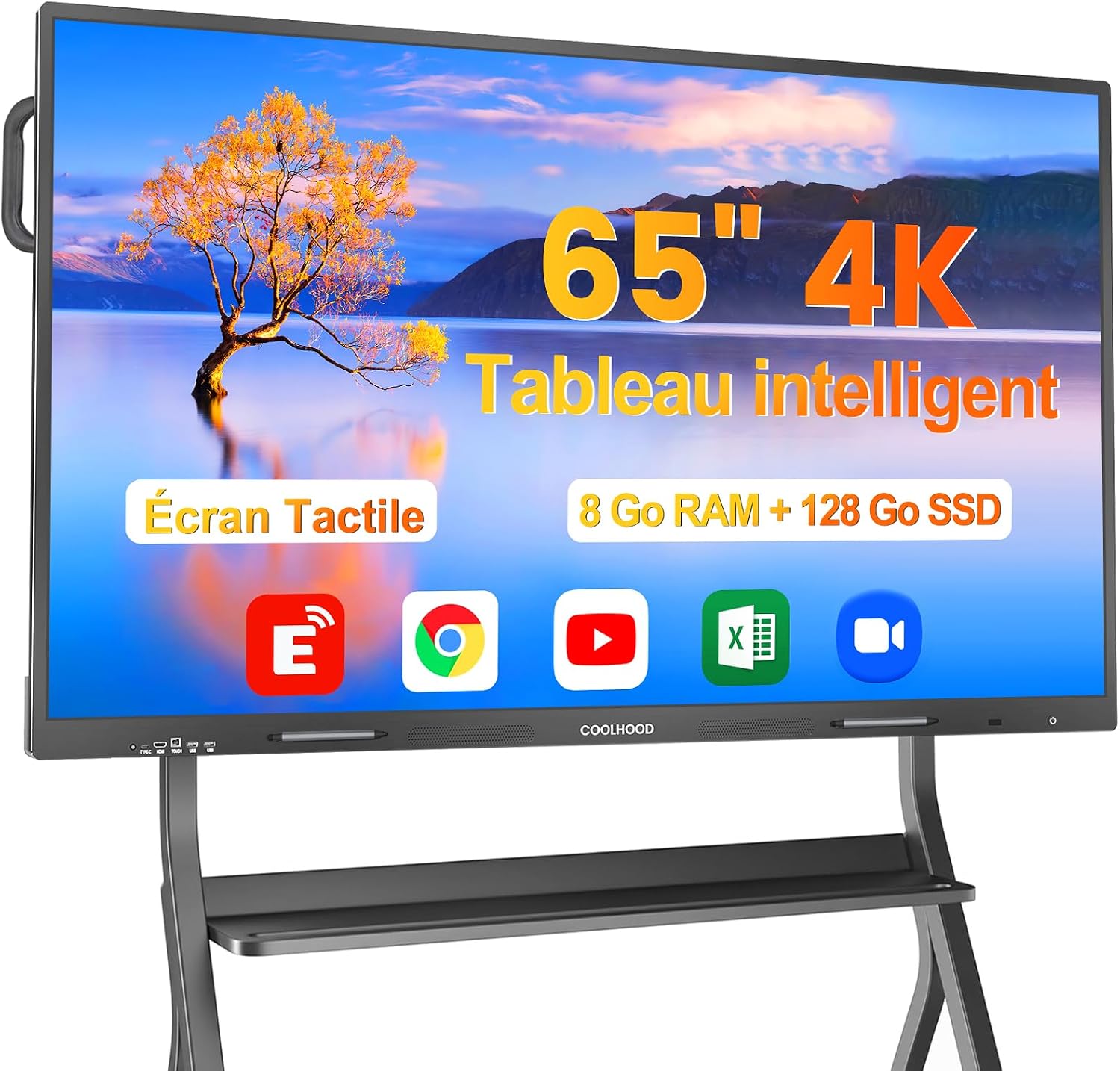 Tableau blanc interactif 65" 4K Android 13 - COOLHOOD