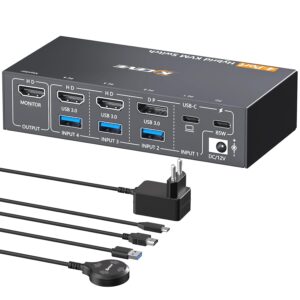 KVM 4 ports 1 moniteur USB C HDMI DP 4K@60Hz - YOUTINGHDAV