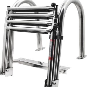 Geloo Échelle Piscine INOX 4 marches - Pliable & Sécurisée