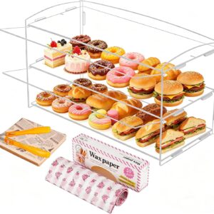 BAOSHISHAN Vitrine pâtisserie acrylique 48x22 cm - 3 niveaux
