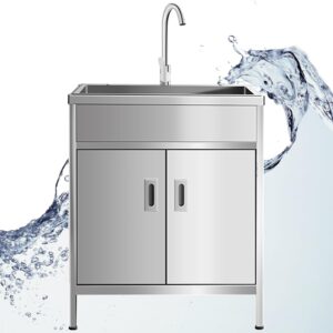 Évier Inox 1 Bac Pro + Meuble & Robinet - Leaceuv