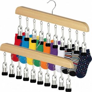 Lot 2 séchoirs à chaussettes bois + 20 pinces Dwitkul