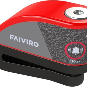 Viro E-Stop Bloque-disque moto avec alarme, rouge/noir