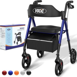 Déambulateur 4 roues VOCIC pliable léger - Bleu Saphir
