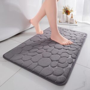 Tapis de bain mousse mémoire de forme gris 43x61 cm