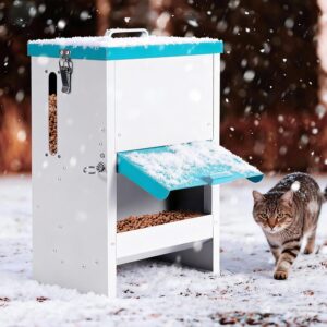 Distributeur Croquettes Chat 10L Métal Surélevé MUYIRTED