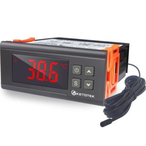 KETOTEK Thermostat Numérique 2 Relais 220V – Régulateur Chauffage/Refroidissement