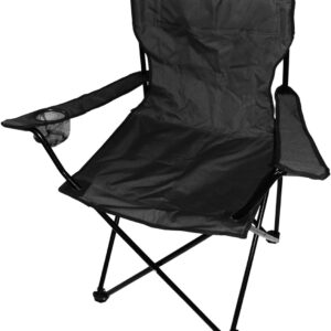 Chaise pliante pêche/camping Mojawo noir avec porte-gobelet