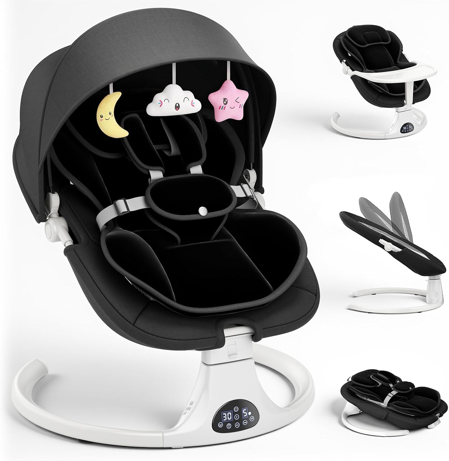Balancelle Bébé Électrique Réglable Mechprip - Noir