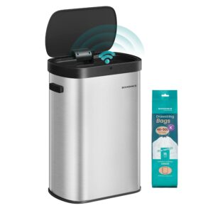 SONGMICS Poubelle Cuisine Automatique 50 L, Noir & Argent