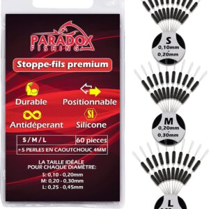 Paradox Fishing - Lot de 60 Stops Silicone + Perles (S/M/L)