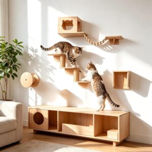 Étagères murales chat 5 en 1 bois massif 15 kg