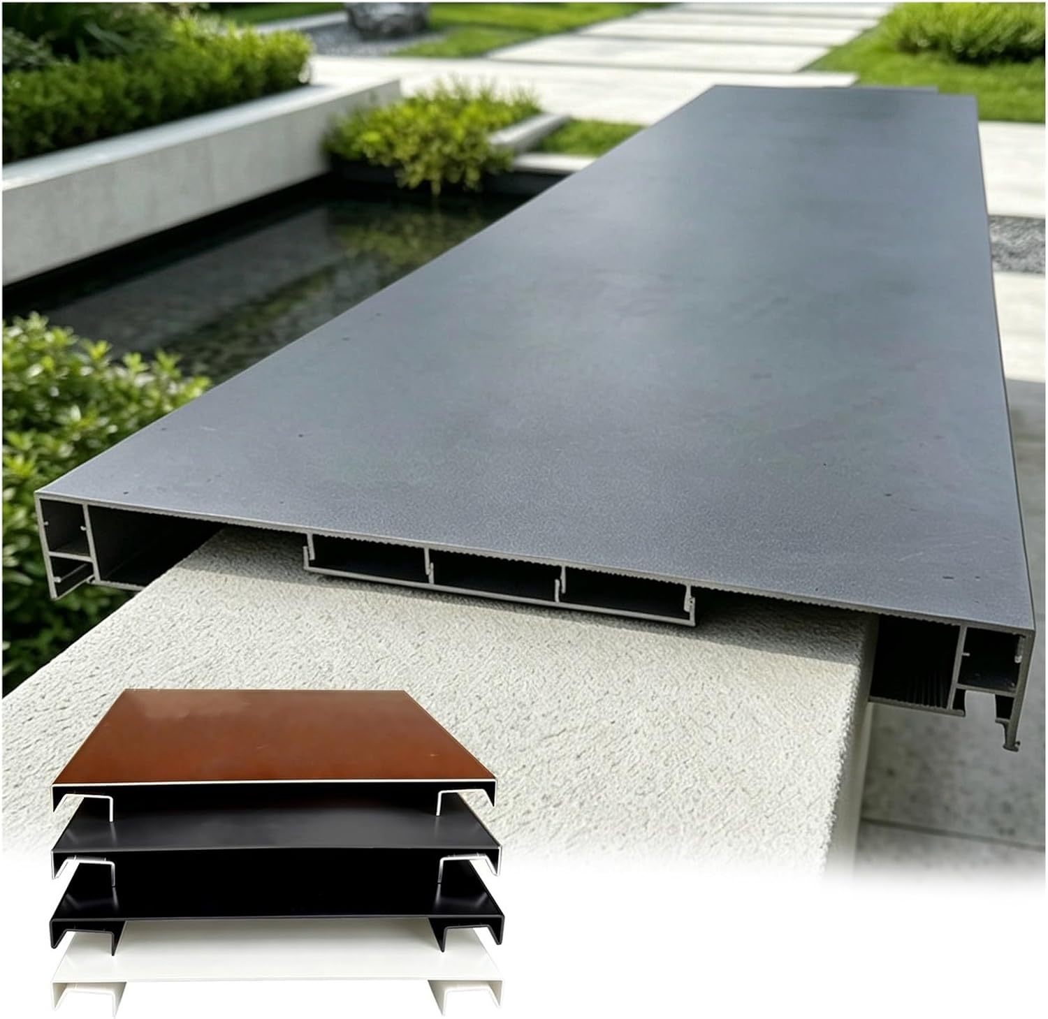 Couvertine Aluminium avec LED - Muret 13 à 30,5cm