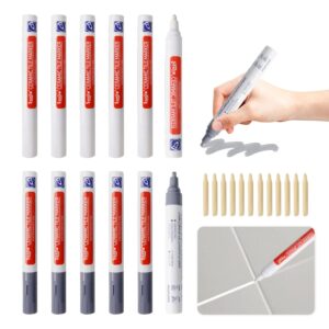 12 Stylos Joint Carrelage Blanc & Gris + 12 Pointes