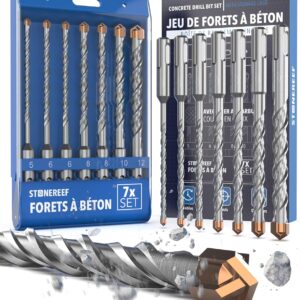 STONE REEF Lot de 7 forets à béton SDS Plus - 4 à 12 mm