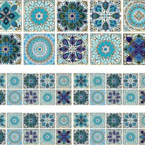 Autocollants carrelage 15x15 cm bleu - 50 pièces