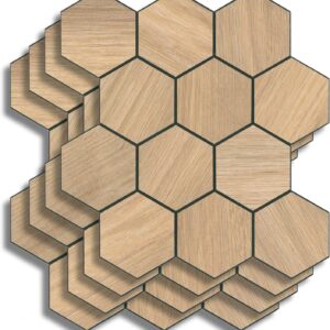 Crédence adhésive Hexa effet bois - 4 pièces 25x23,2 cm