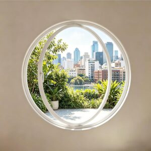 Fenêtre ronde pivotante 360° - Verre trempé - 30 cm - Blanc