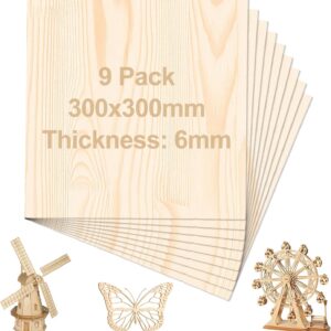 Lot 9 feuilles contreplaqué bouleau 6mm 300x300mm