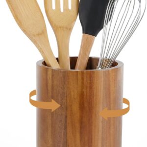 Pot ustensiles cuisine bambou pivotant 360° - Dexpally