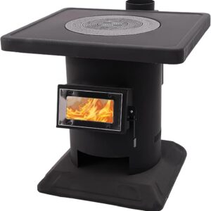 Poêle à bois camping 4 en 1 avec four intégré