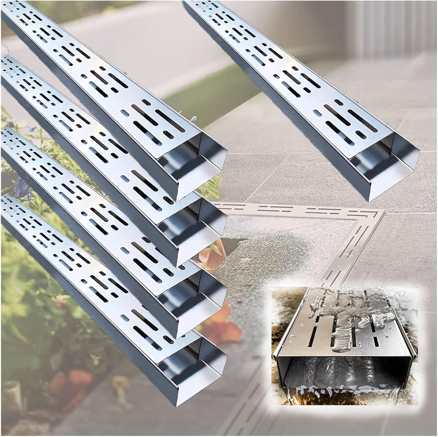 Drainage patio/allée - Canal U acier inoxydable