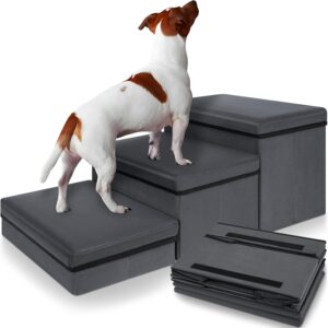 OUUTMEE Escalier Chien 3 Marches Pliable - Gris