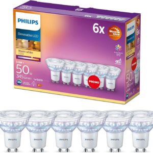 Philips Ampoule LED 50W GU10 Blanc Chaud, Lot de 6