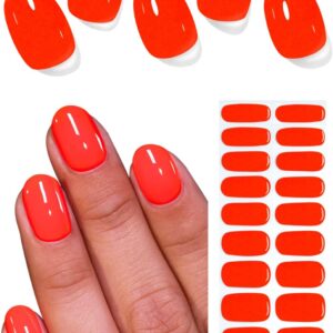Autocollants Ongles Gel UV Orange Fluo - 20 pièces
