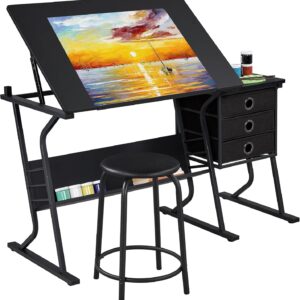 Table dessin inclinable Yaheetech 90x60 cm noire