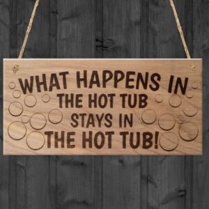 Plaque humour Jacuzzi - Cadeau original en bois