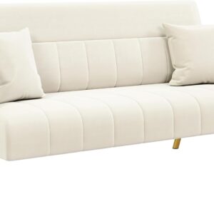 Yaheetech Canapé 2 places velours beige élégant