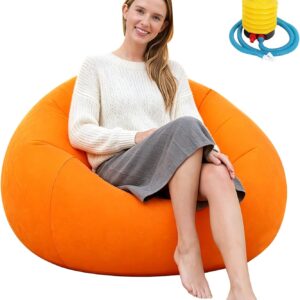 Canapé gonflable orange ultra doux 105x105 cm