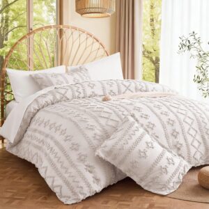 Luofanfei Housse de couette beige bohème 240x260 cm