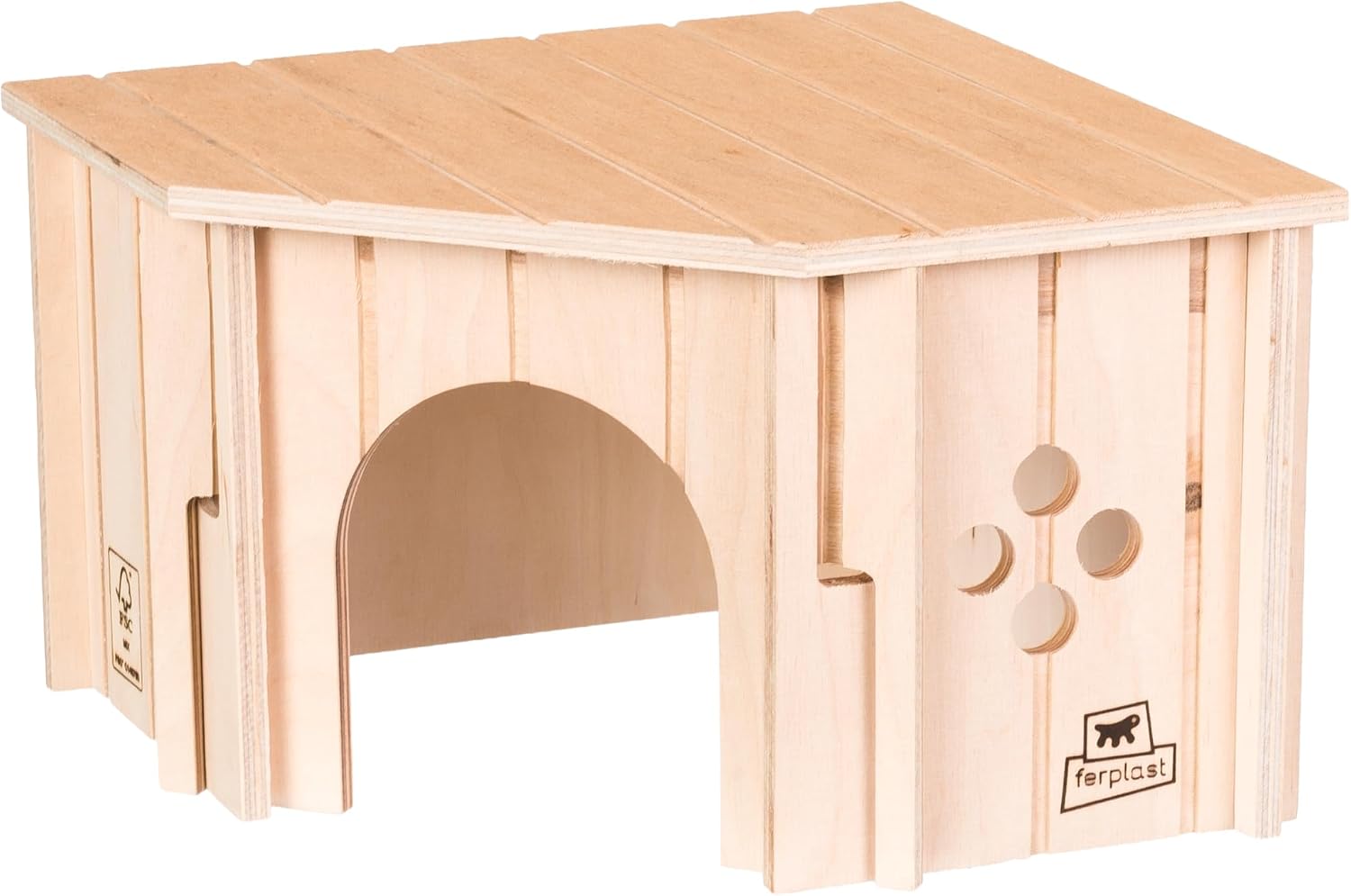Ferplast Maison d’Angle Bois SIN Corner – Abri Confortable pour Rongeurs